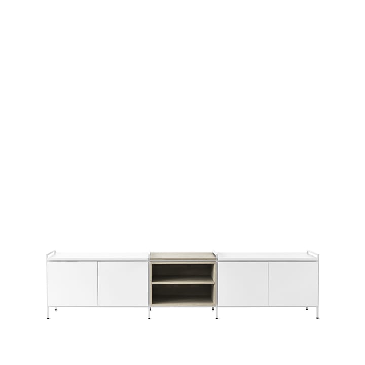 Mesa de apoio baixa Molto - branco/carvalho, 3 seções - Zweed