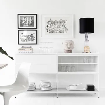 Mesa de apoio média Molto - branco, 2 seções com vitrine - Zweed