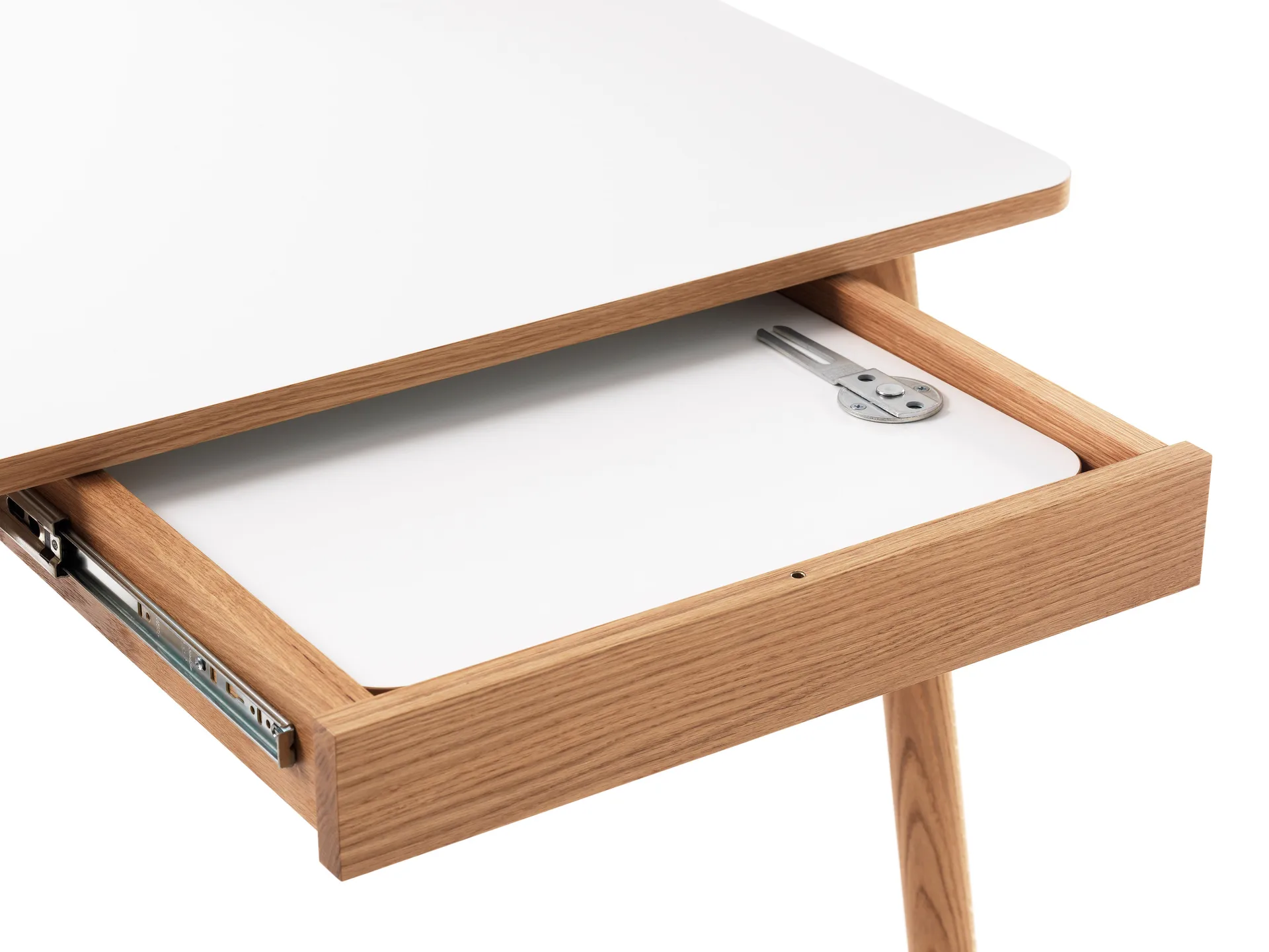 Mesa de jantar com tampo adicional Dino, branco, estrutura carvalho, 2un tampo adicional  Zweed