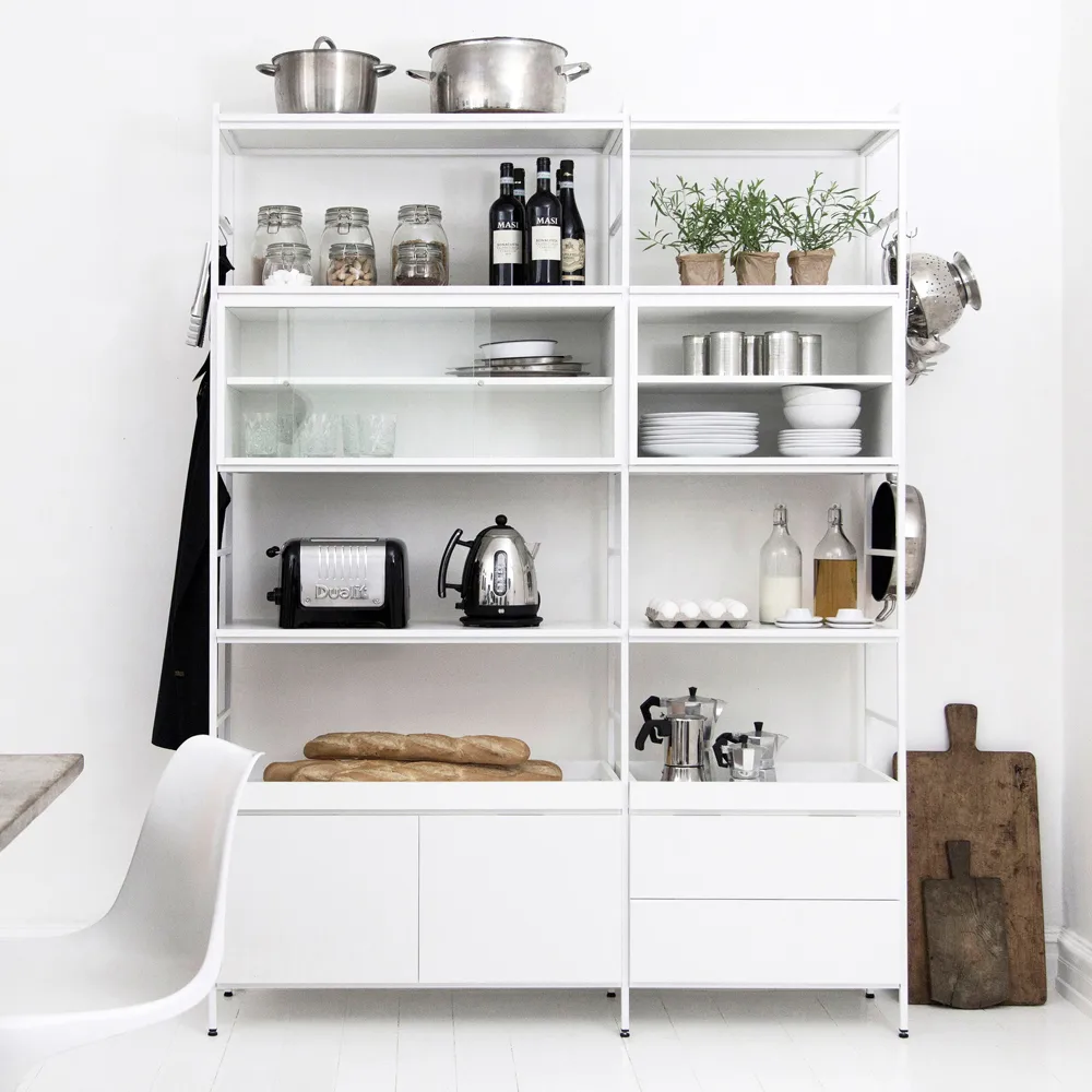 Molto Sistema de prateleiras altas, branco, 1 secção Zweed