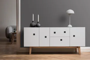 Móvel TV Peep M2 - branco, retrô, estrutura carvalho  - Zweed