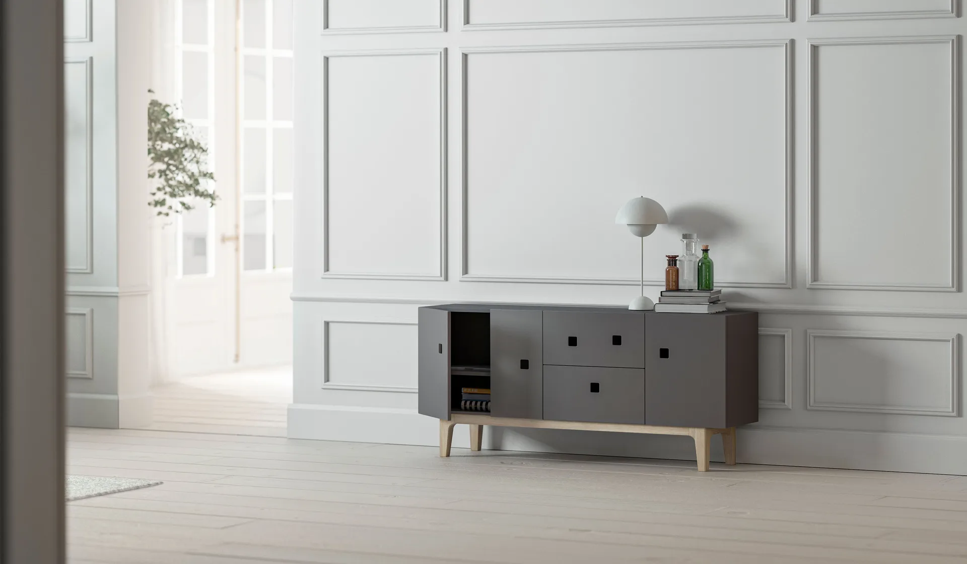 Móvel TV Peep M2, cinzento slate, pigmentado branco Zweed