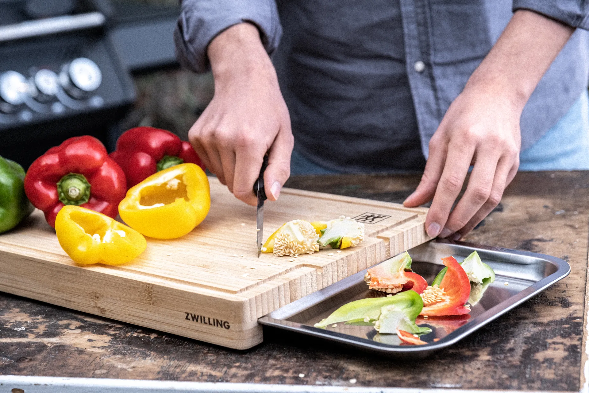 Zwilling BBQ+ tábua de corte bambu bandeja de recolha, 39x30 cm Zwilling