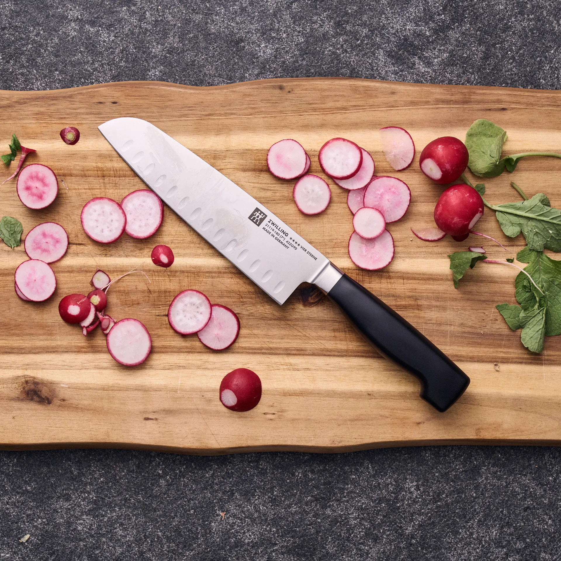 Zwilling Four star faca santoku 18 cm, Preto-aço inoxidável Zwilling