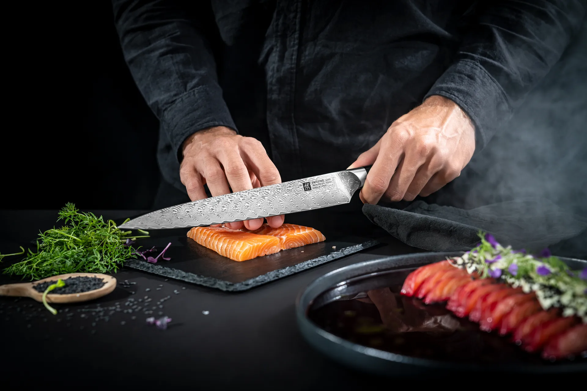 Zwilling Tanrei faca de filé 23 cm, Damasco-preto Zwilling