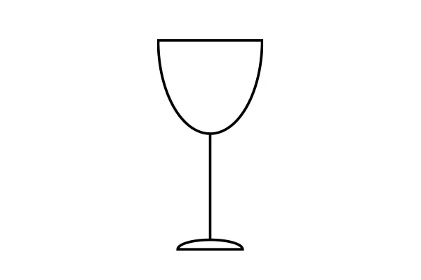 Contorno de uma taça de vinho vazia