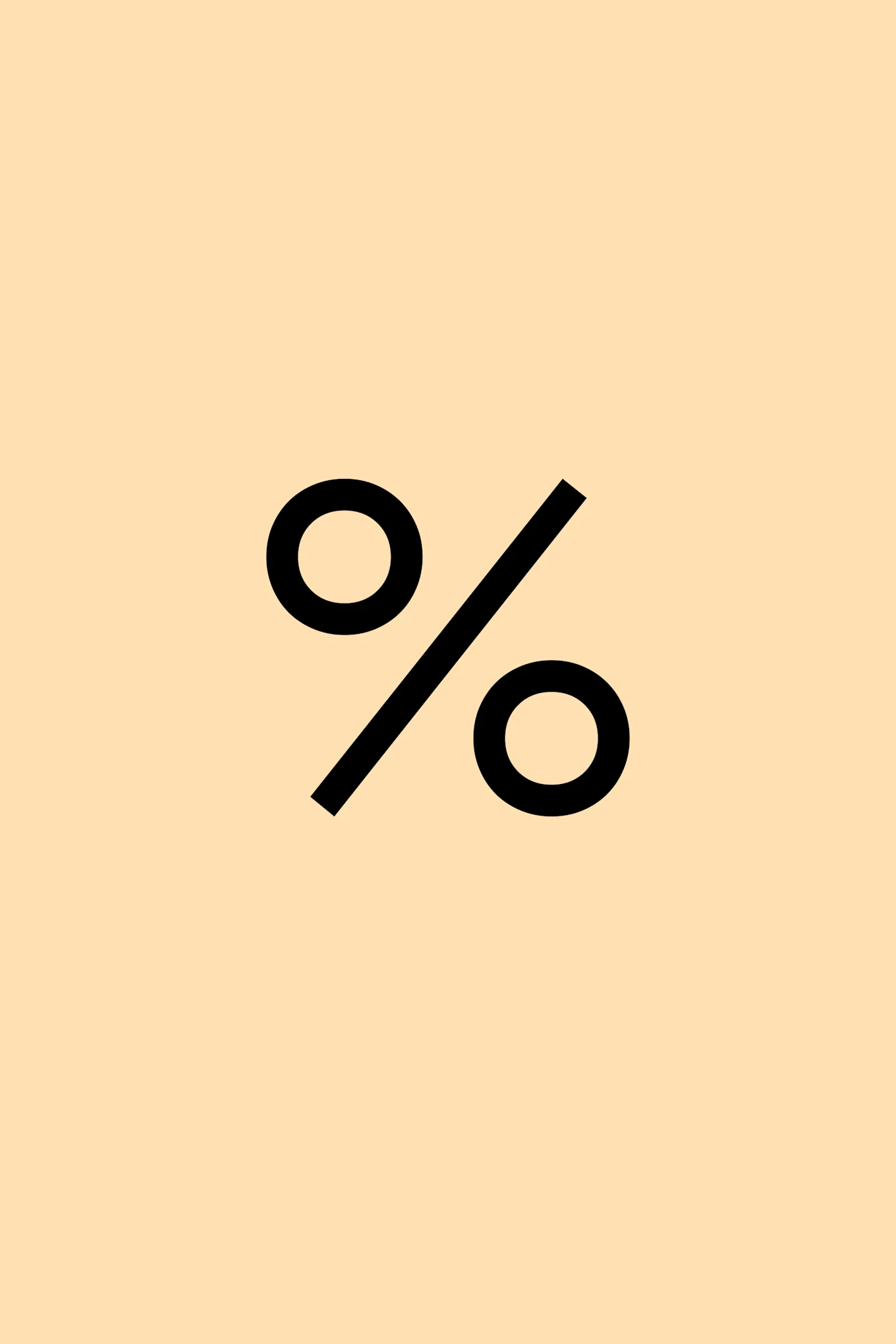 Símbolo de percentagem preto em um fundo pêssego claro.